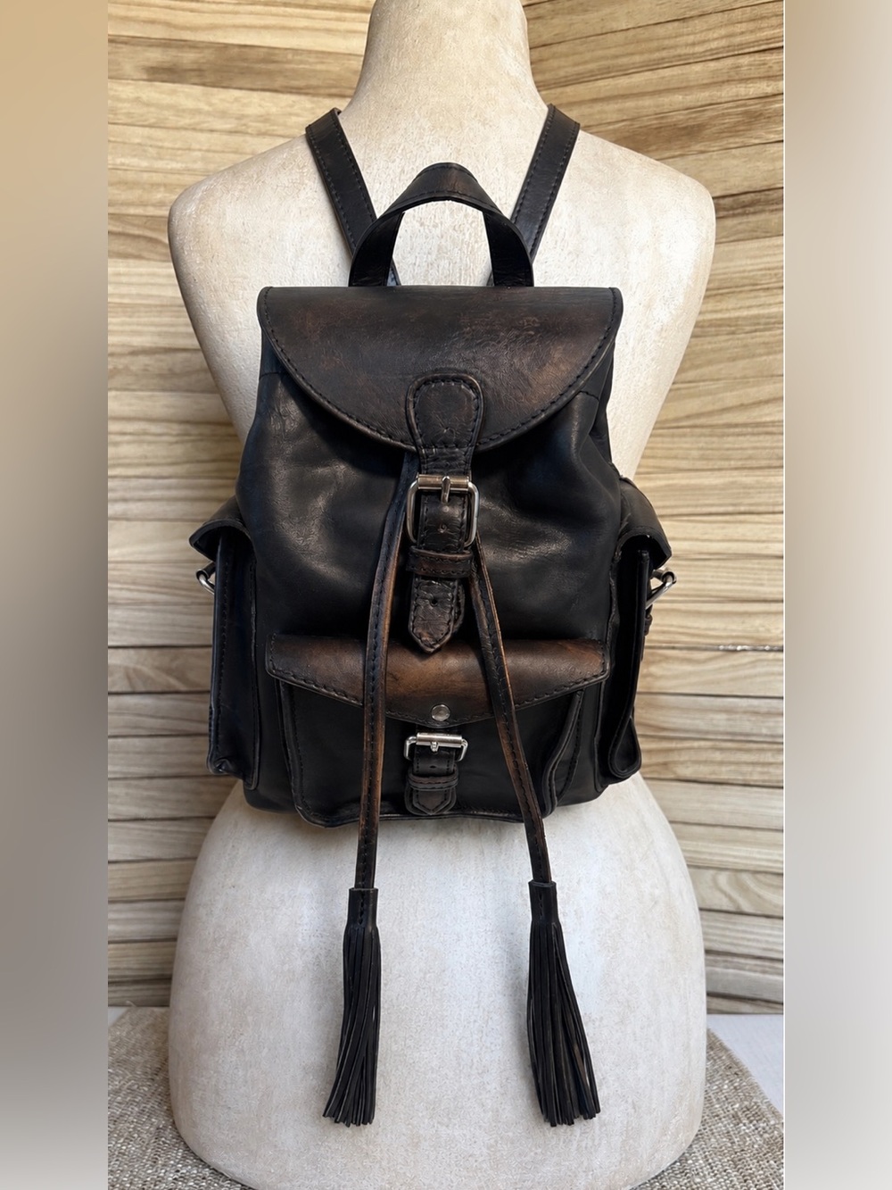 NWOT! Black leather Freebird by Steven Brett backpack